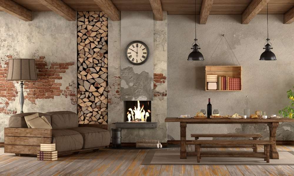 An Open Living Room Layout with the Fireplace Open to an Adjoining Space