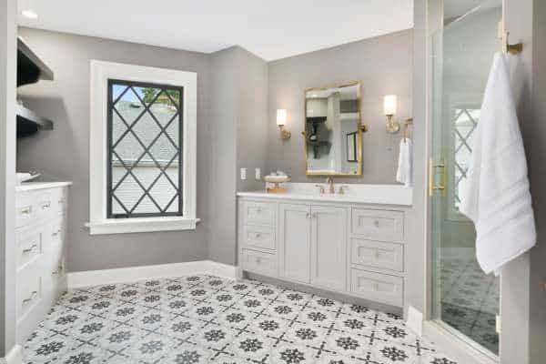 Bathroom Avoid Complexity In The Face Of Busy Floor Tiles