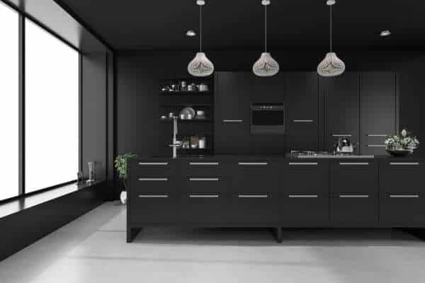 Maximizing Space And Light For Black And White  kitchen