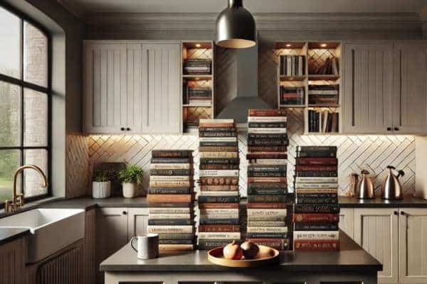 Creating A Focal Point For Display Cookbooks On The Kitchen Counter