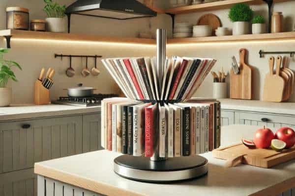 Rotating Display For Display Cookbooks On The Kitchen Counter