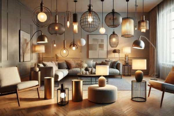 Using Lamps as Design Features For Many Lamps In Living Room