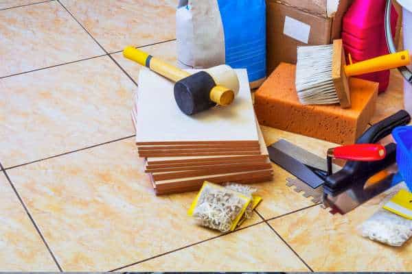 Gathering necessary tools and materials For update kitchen tiles without removing them