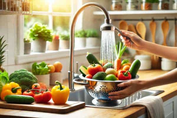 Using A Colander For Washing Fruits And Vegetables